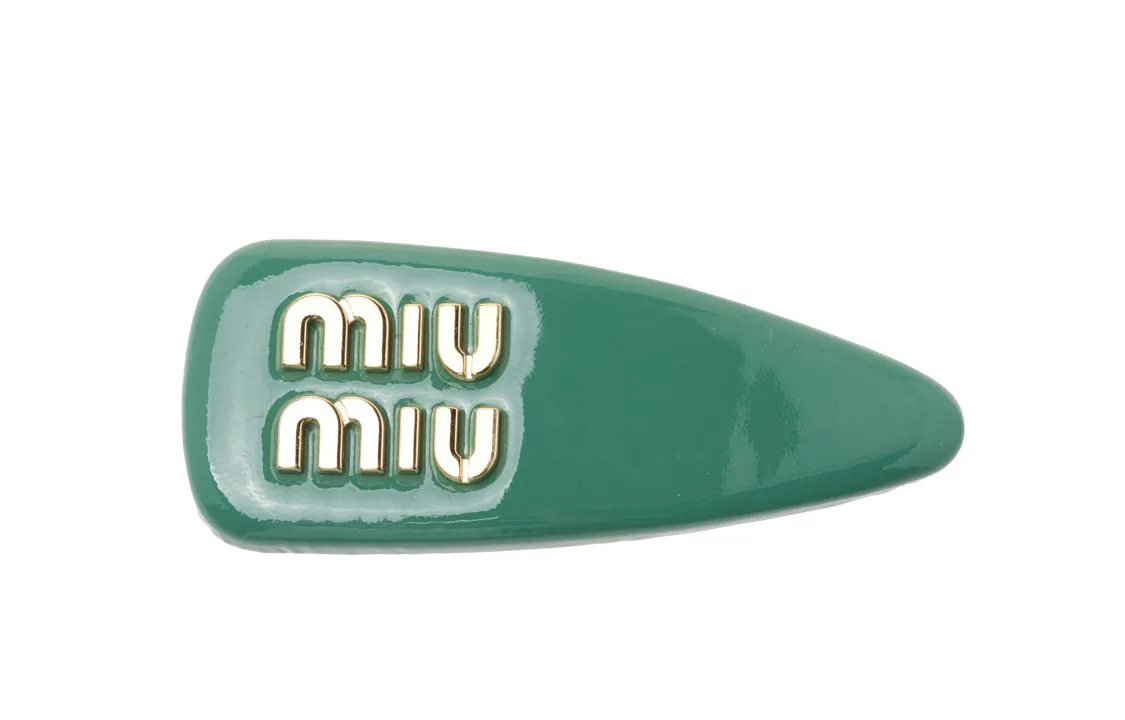 MIU MIU Кожаные заколки для волос женские зеленые