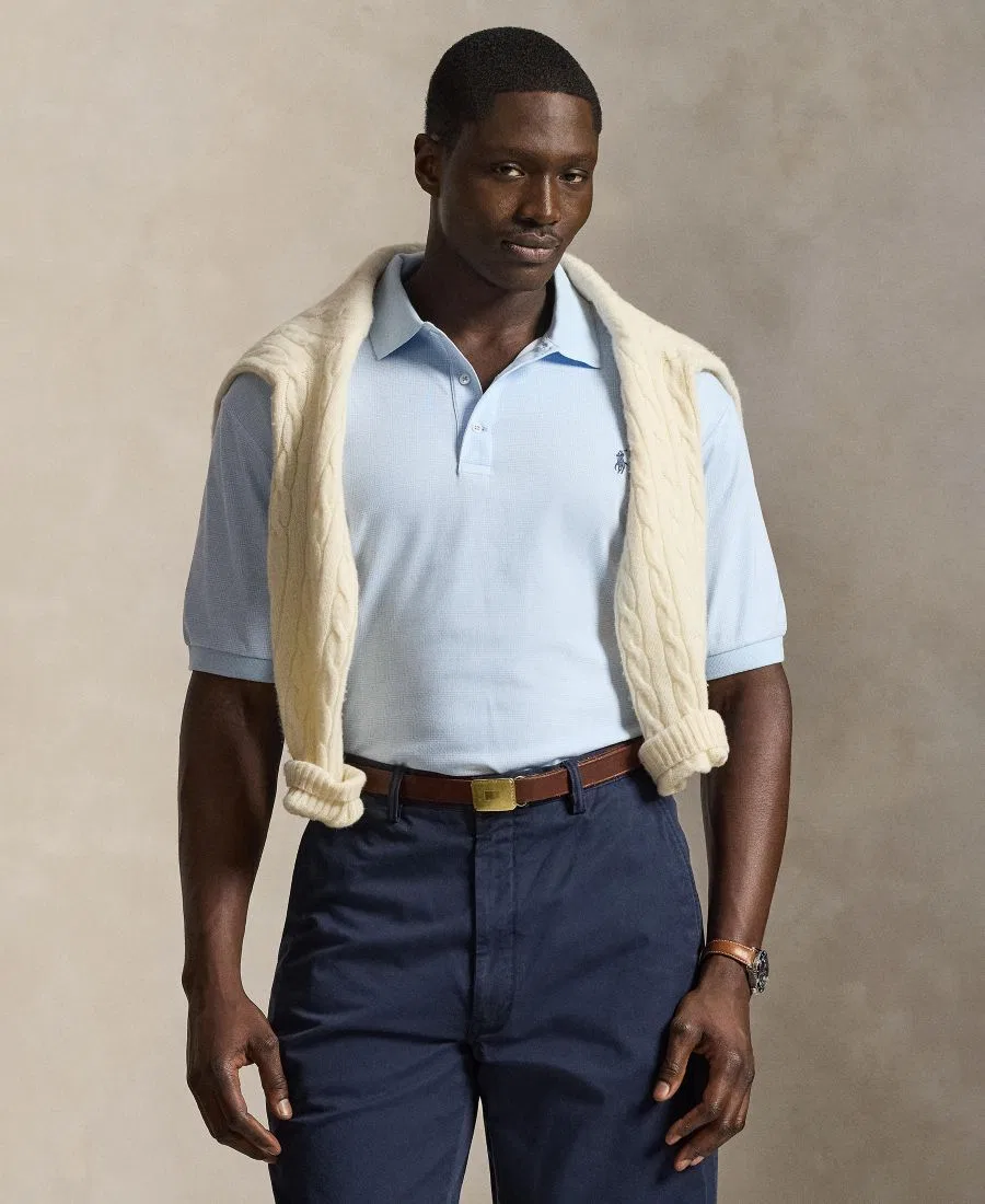 Мужская рубашка-поло с коротким рукавом больших размеров Polo Ralph Lauren, Small Glen/Pebble Blue