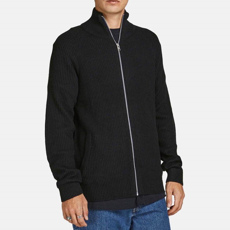 

Мужской трикотажный кардиган на молнии jjpannel Jack & Jones, черный