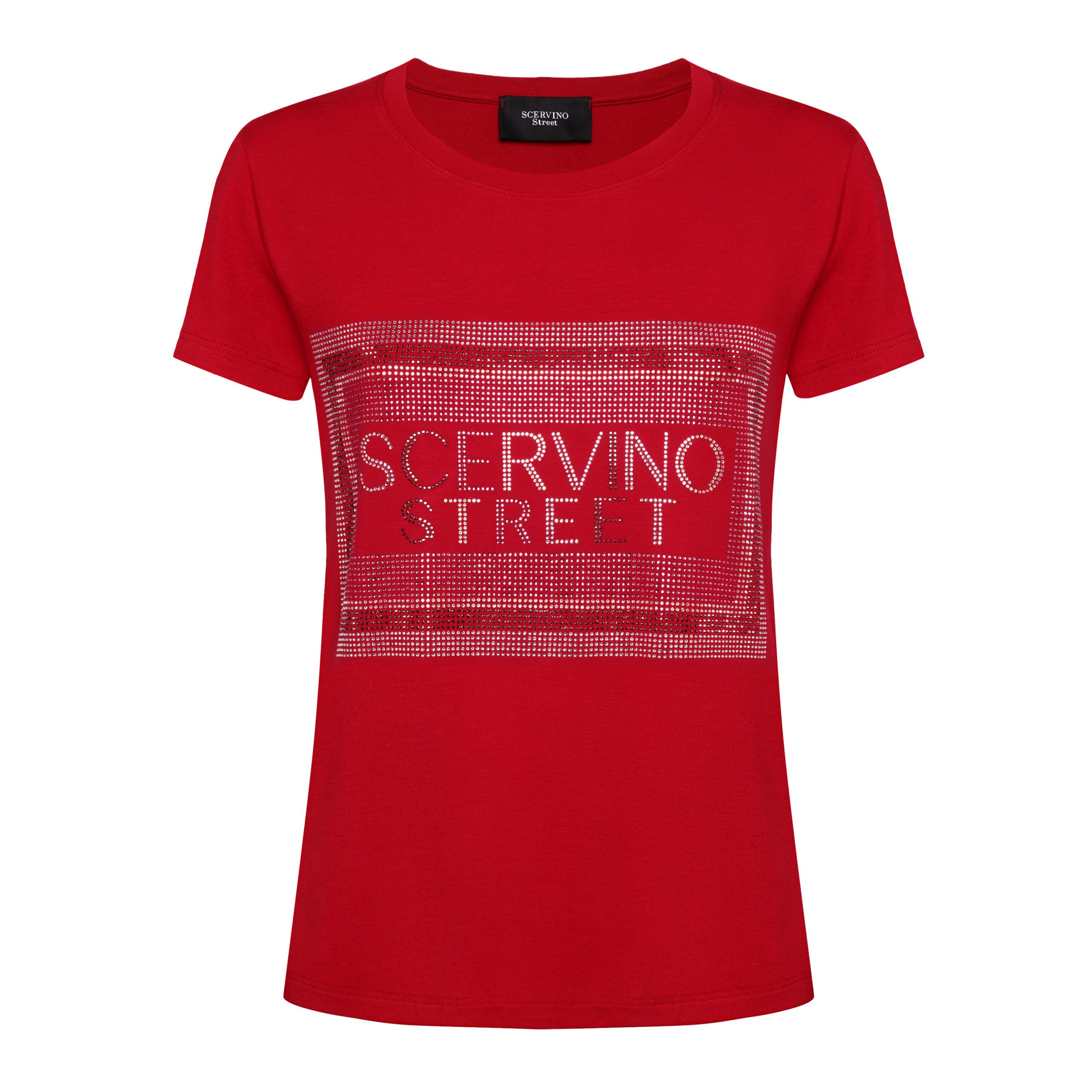 

Красная хлопковая женская футболка Ermanno Scervino