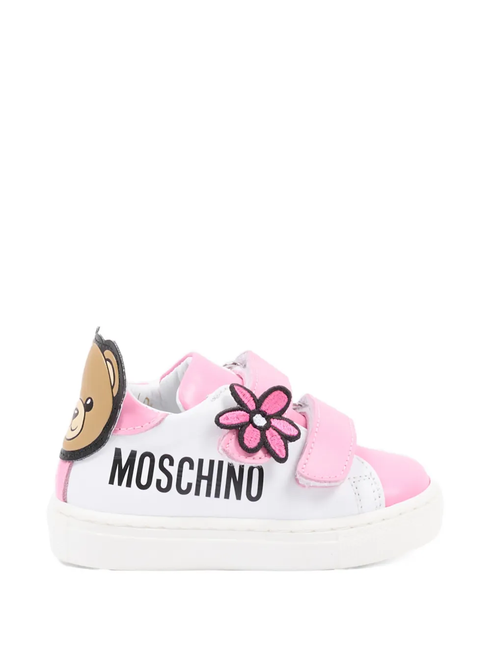 Кроссовки Teddy с цветочной аппликацией Moschino Kids, белый — фото 2