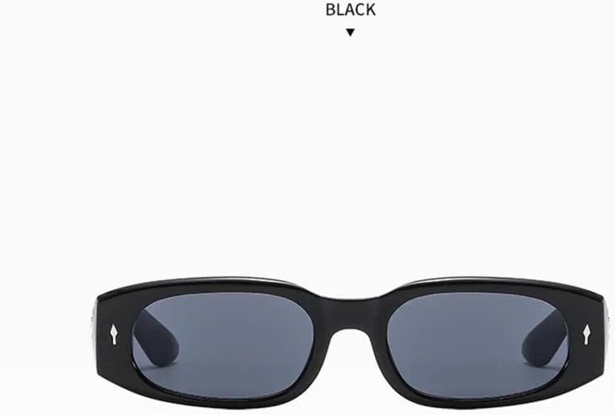 

Ретро маленькие солнцезащитные очки для женщин и мужчин в винтажной прямоугольной оправе с заклепками, солнцезащитные очки с защитой от УФ-излучения UV400 HDUBFY, Tea