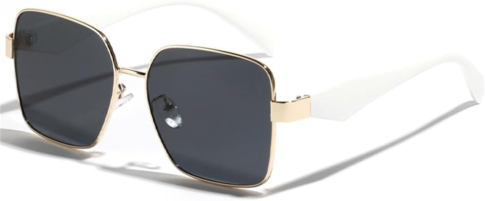 

Солнцезащитные очки в ретро-стиле с металлической оправой, большие, для женщин и мужчин, винтажные, с защитой от УФ-излучения UV400, для использования на открытом воздухе LANGSER, White Grey