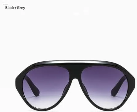 

Овальные солнцезащитные очки для женщин и мужчин в стиле ретро с увеличенной оправой, солнцезащитные очки с защитой от УФ-излучения UV400 MTZJH, Black Grey