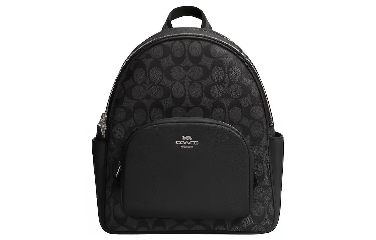 

Рюкзак среднего размера унисекс черный COACH из холста с кожаной спинкой