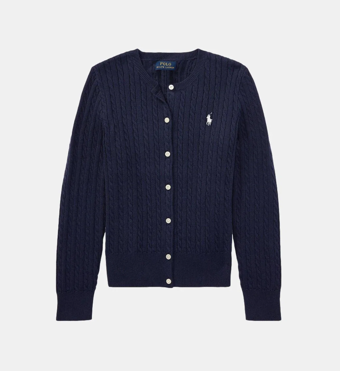 Вязаный хлопковый кардиган на пуговицах POLO RALPH LAUREN, синий