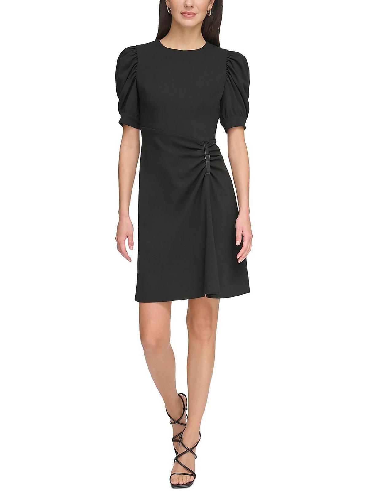 

Женское мини-платье-футляр с оборками DKNY, черный