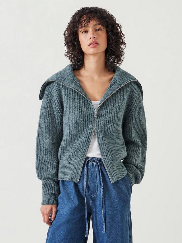 

Кардиган на молнии из смеси шерсти альпаки zara HUSH, зеленый