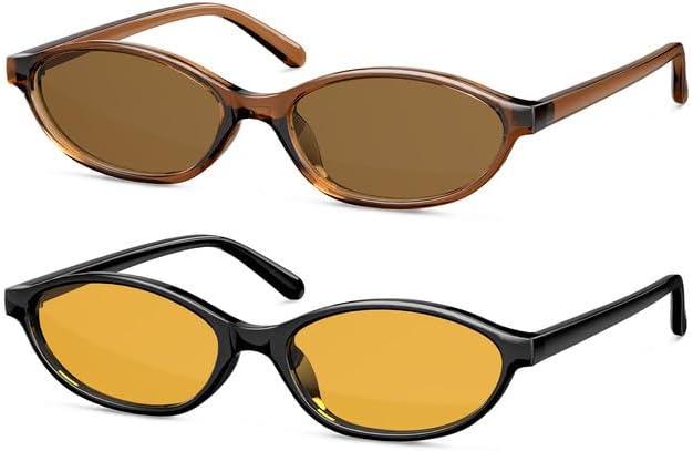 

Ретро-солнцезащитные очки «кошачий глаз» для женщин, защита от УФ-излучения UV400, легкая квадратная оправа, идеально подходят для вождения, путешествий и повседневной носки OUKEMAX, 2pack-brown + Orange