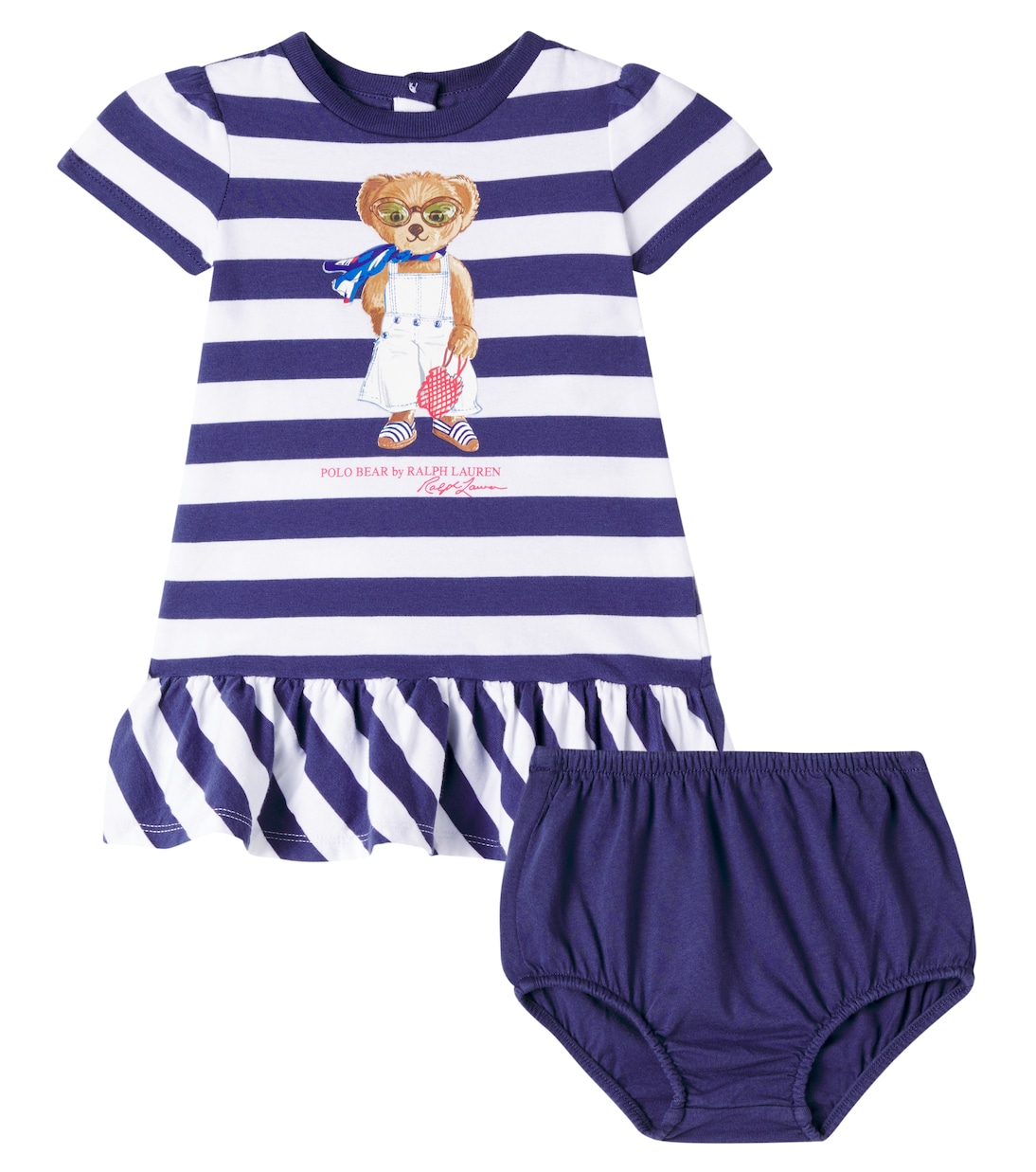 

Комплект из платья и панталон Baby Polo Bear Polo Ralph Lauren Kids, Boat House Navy Stripe