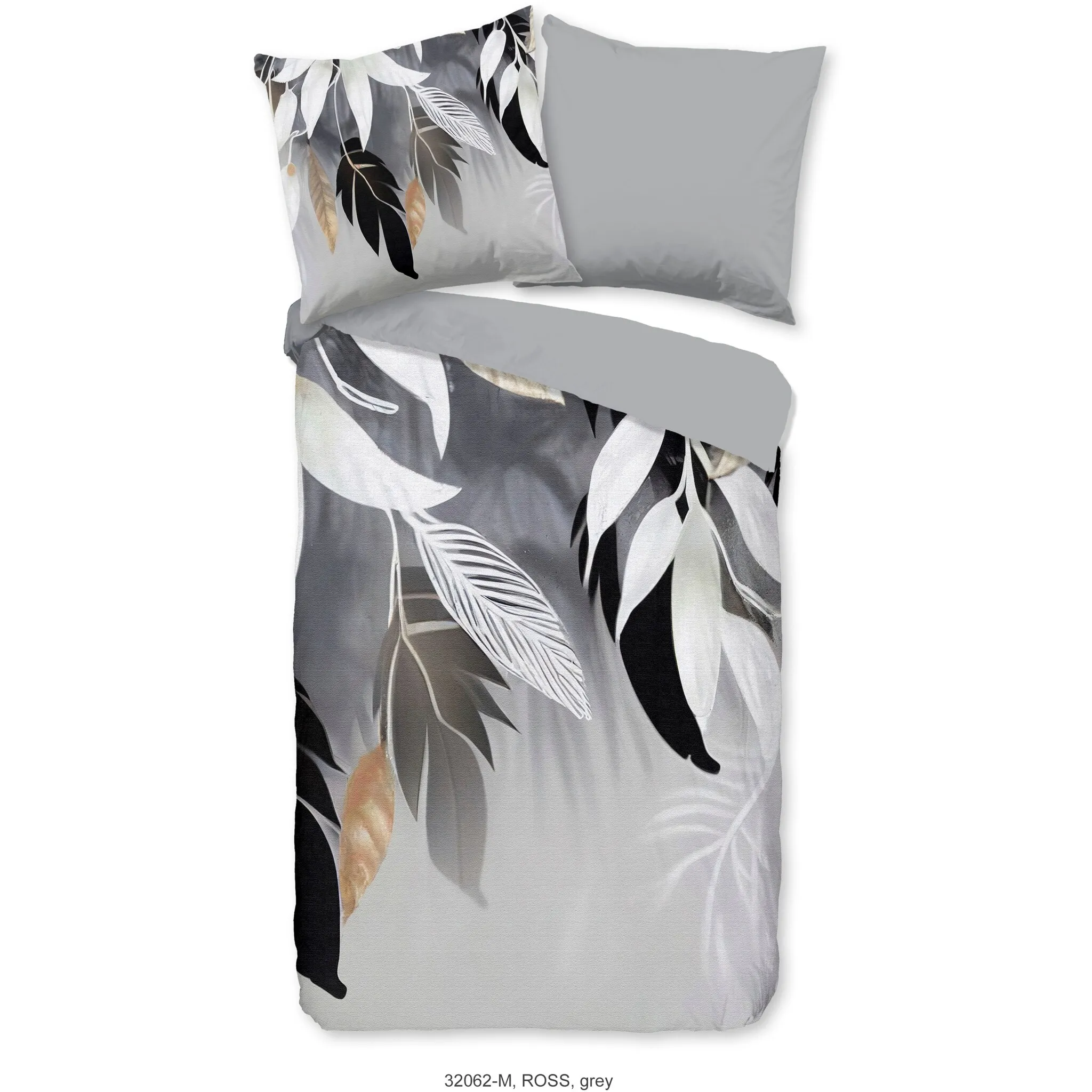 

Двустороннее постельное белье коллекции PURE Luxury Collection «Ross Leaves», микрофибра, 135x200, легкое в уходе, молния, двусторонний вид, серое, цвет Hellgrau