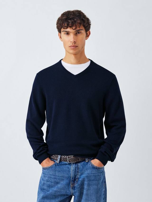 

Хлопковый джемпер с V-образным вырезом John Lewis, Sky Captain