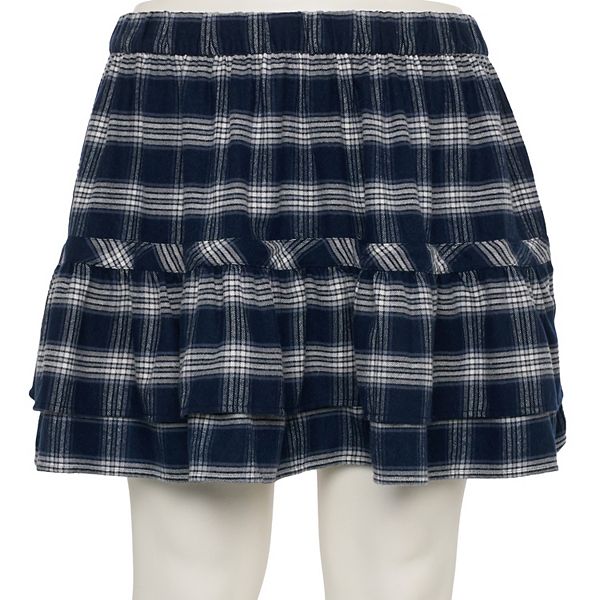 

Юбка мини с рюшами Juniors plus size So, Navy Grey Plaid