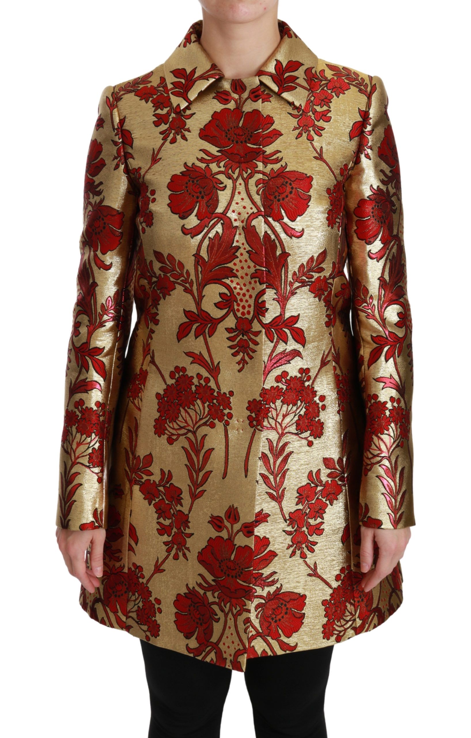 

Элегантный золотой цветочный парчовый тренчкот Dolce & Gabbana