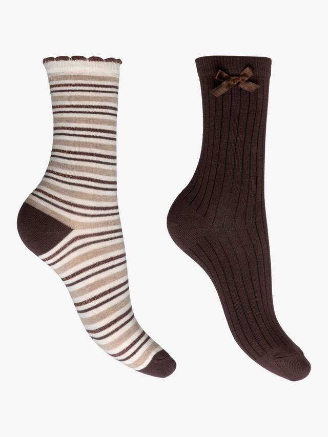 

Спортивные носки щиколотка с блестящей полосой и бантом Charnos, Pack of 2, Chocolate Mix