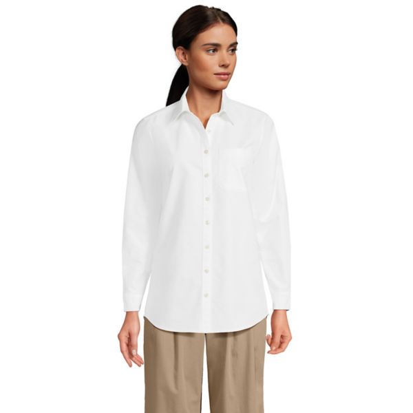 

Женская классическая рубашка Оксфорд с длинным рукавом Lands' End, белый