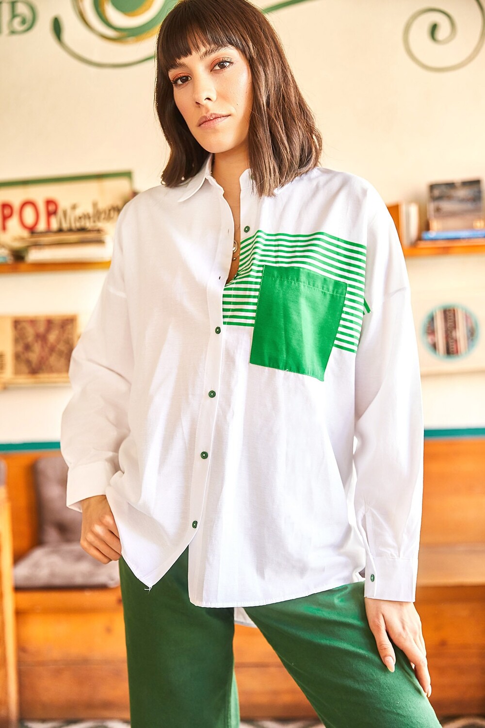 

Рубашка - Белая - Oversize Olalook, белый