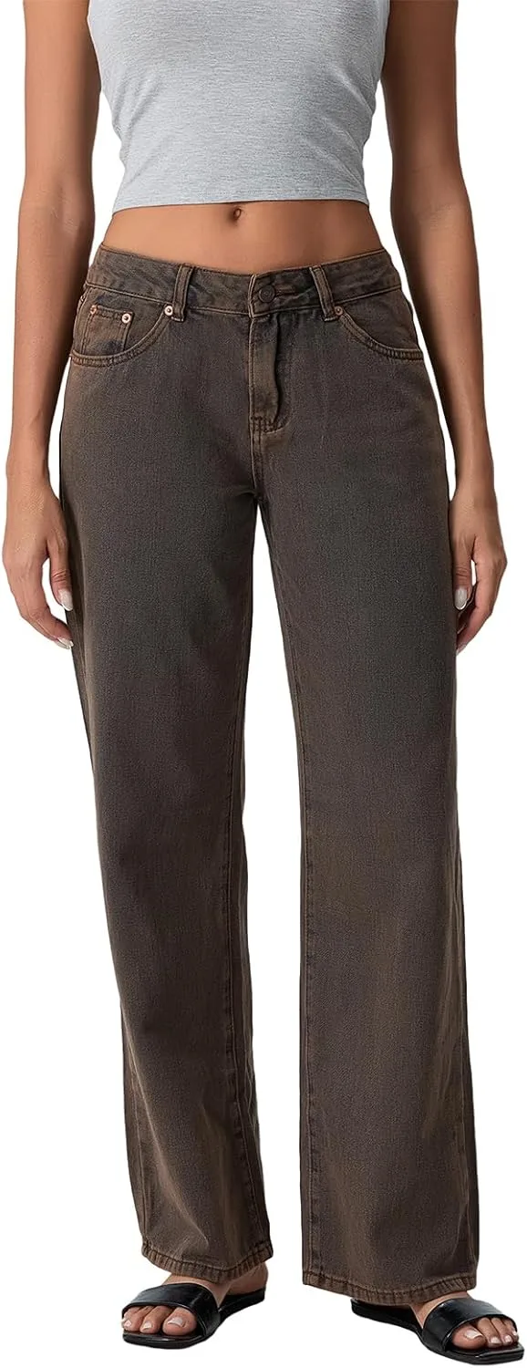 

Джинсы-слаксы женские low waist boyfriend baggy wide leg Beeuthios