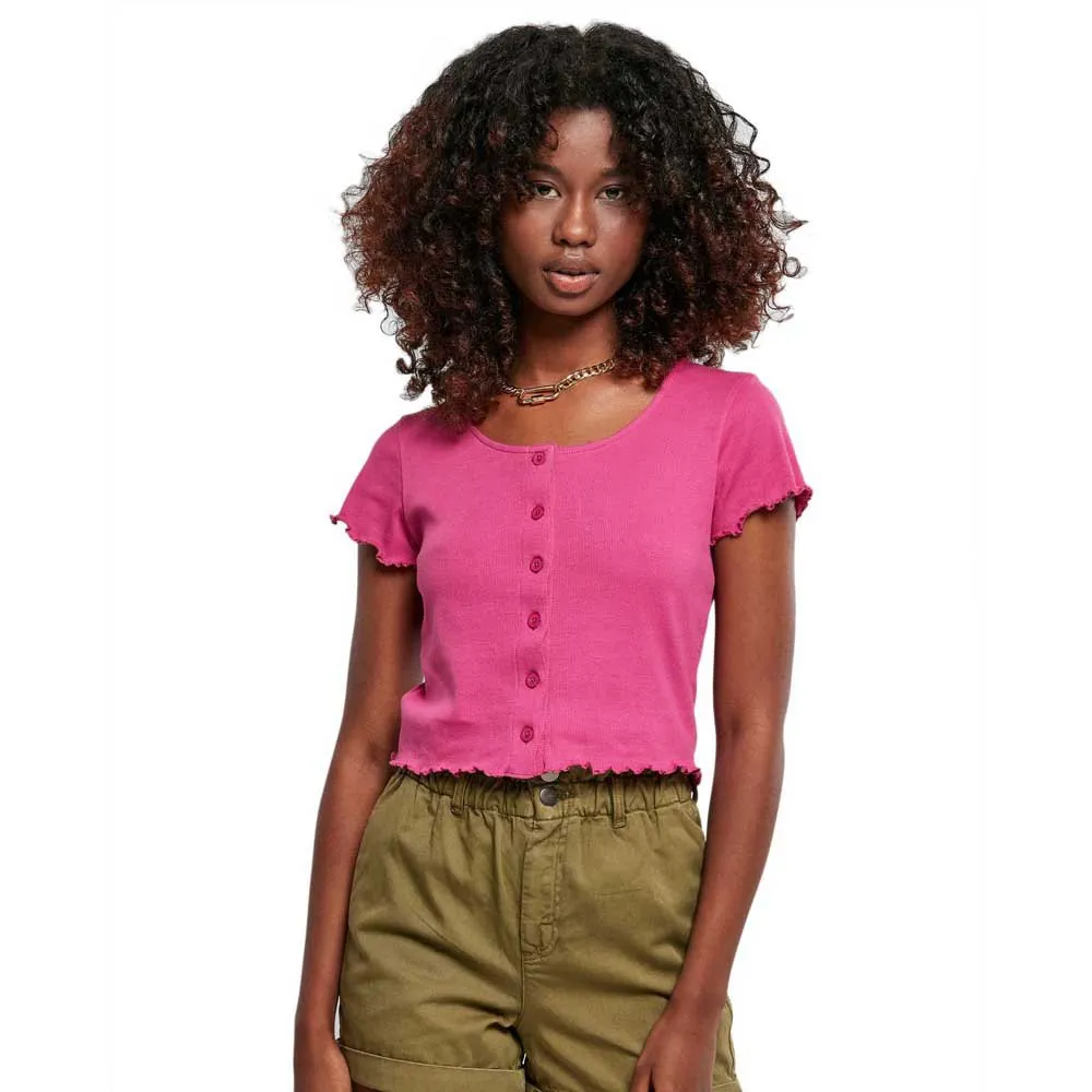 

Футболка Urban Classics Cropped Button, розовый