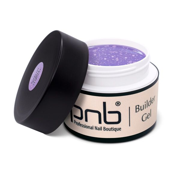 Конструирующий гель UV/LED, фиолетовый, звездная пыль, 50 мл Pnb Builder gel, цвет purple stardust — фото 3