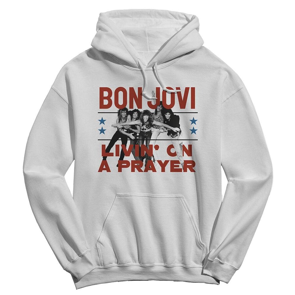 

Мужская толстовка с рисунком Bon Jovi Livin On A Prayer Licensed Character, белый