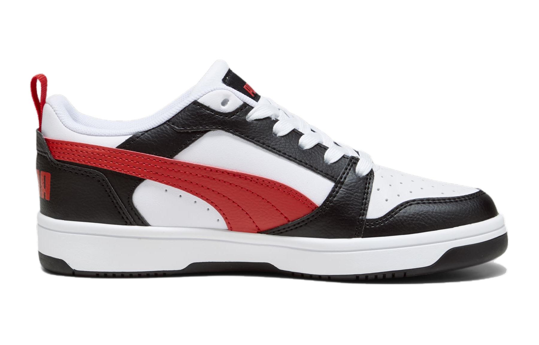 Rebound V6 Lo Low Top Детские Скейтбординговые Кроссовки Черный Белый Красный PUMA — фото 2