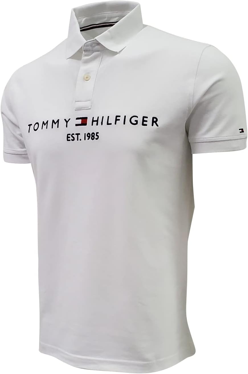 Мужская сетчатая рубашка-поло с вышитым графическим логотипом Tommy Hilfiger, White (Est 1985) — фото 3