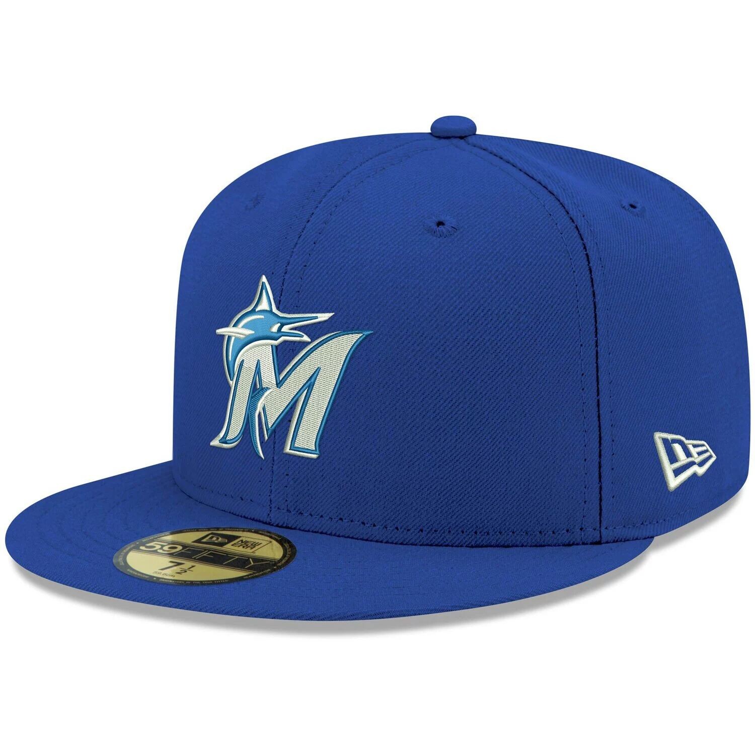 

Мужская приталенная шляпа с логотипом New Era Royal Miami Marlins 59FIFTY