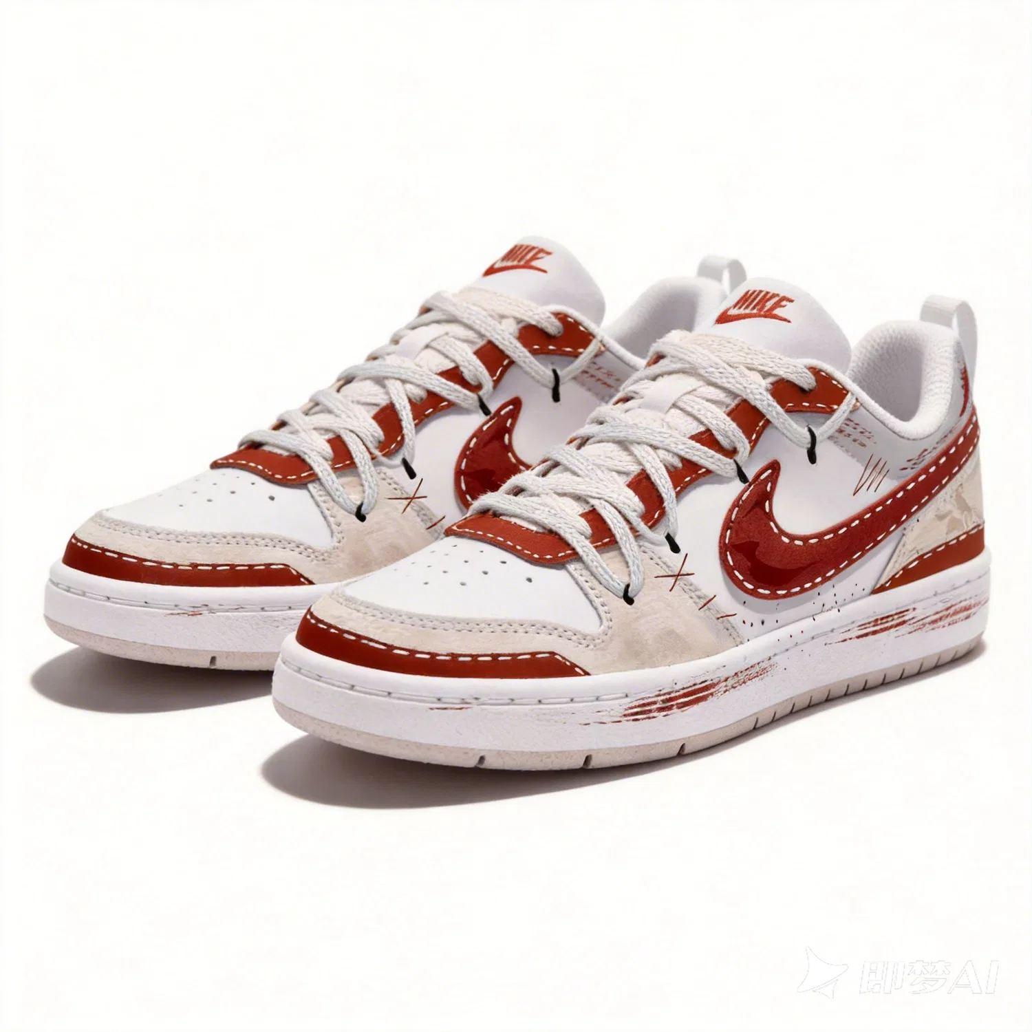 Детские низкие скейтбордические кроссовки Court Borough slip resistant abrasion resistant Red White Unisex Nike — фото 4