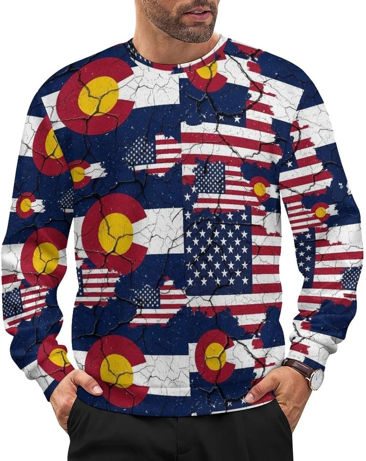 

Мужской легкий свитер с длинным рукавом и круглым вырезом SEBNATAL