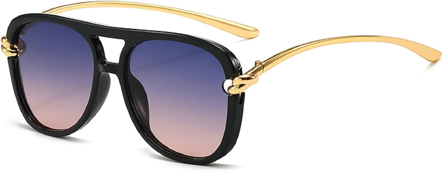 

Модные солнцезащитные очки-пилот для женщин и мужчин, с двойной перемычкой, в стиле 70-х, увеличенного размера, с градиентным металлическим покрытием, защита от ультрафиолета UV400 mincl, C4