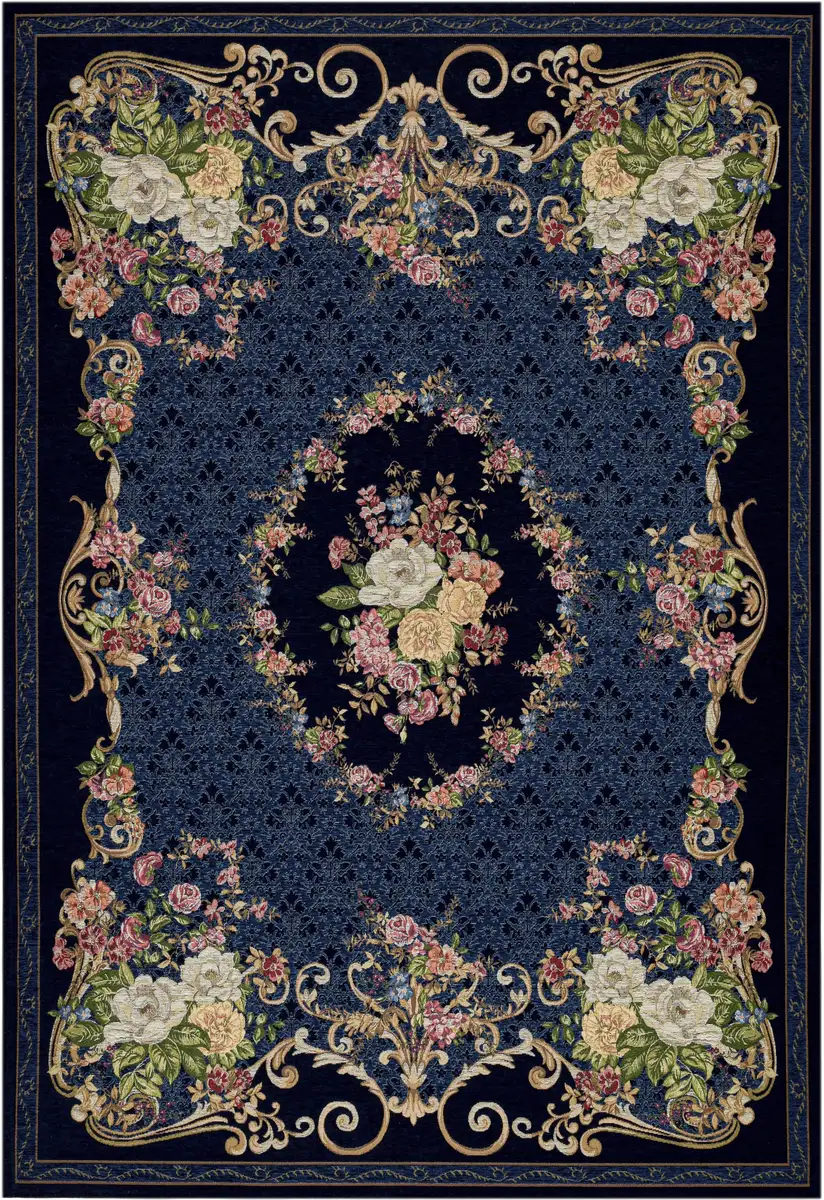 

Ковер THEKO "Flomi Floral", прямоугольный, тканый, с цветочным узором, идеально подходит для гостиной и спальни 200х290 см, синий