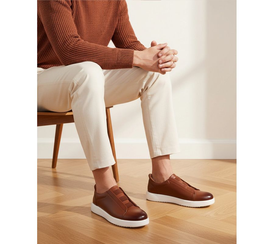 Мужские легкие кроссовки Allen St Hands-Free Slip On Technology Marc Joseph New York, Cognac napa leather — фото 3