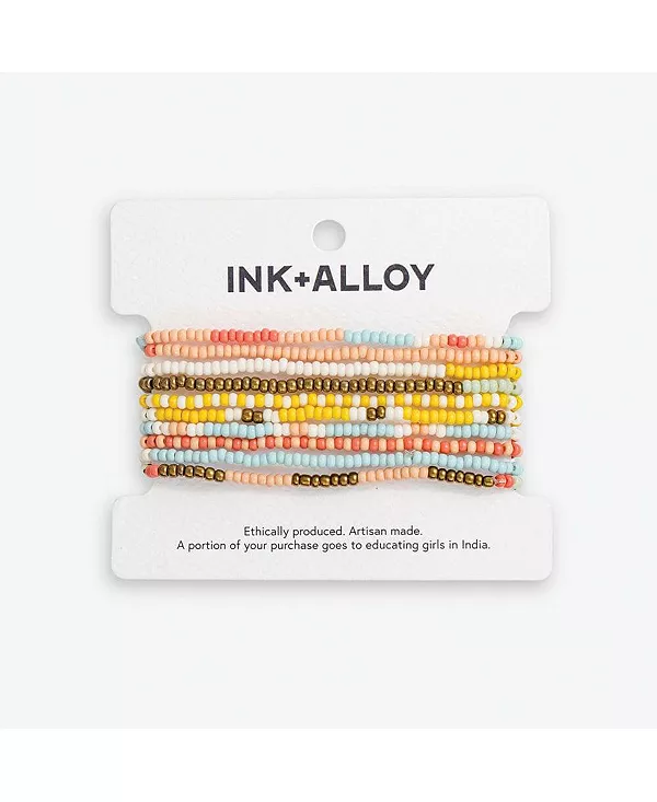 

Браслеты из 10-рядного бисера цвета чернил и сплава, растягивающиеся в пропорции шалфея Ink+Alloy, amalfi