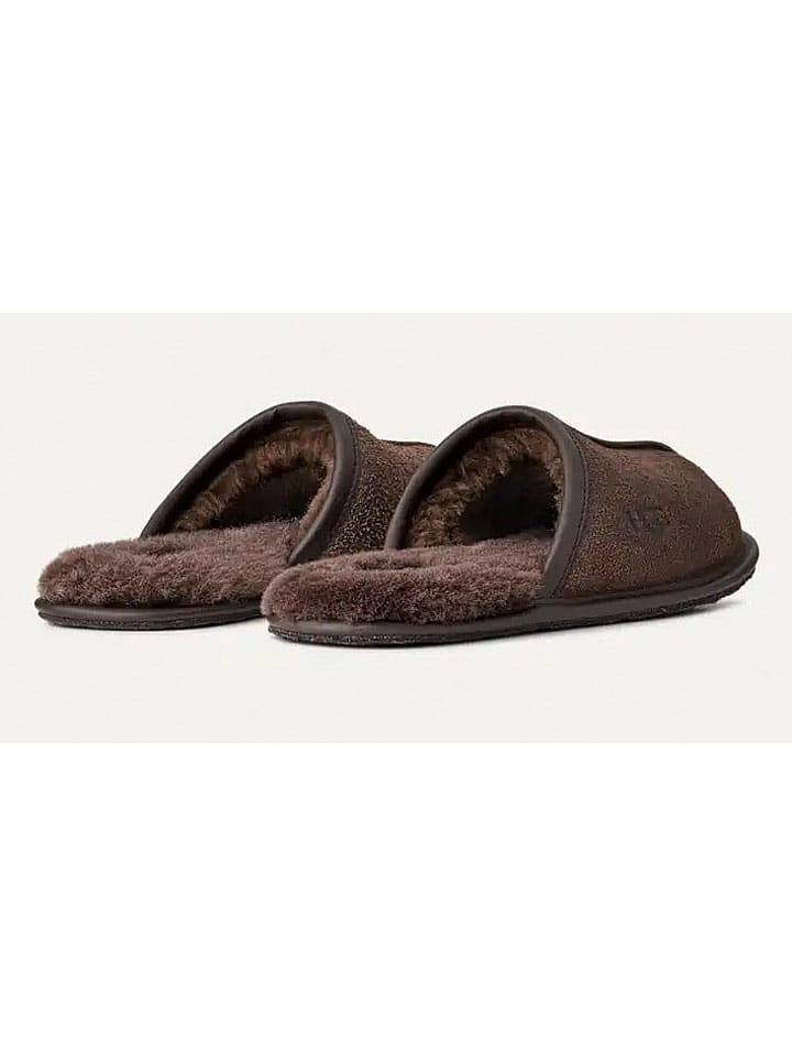 UGG Кожаные тапочки "Scuff" коричневого цвета — фото 4