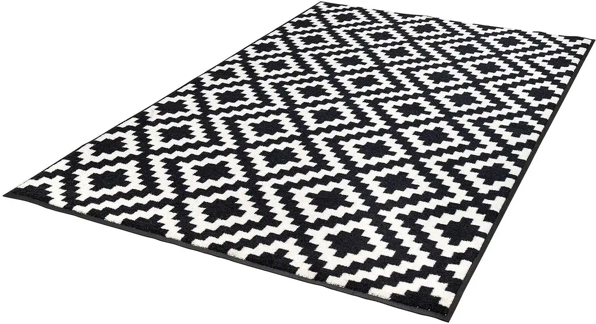 

Стирка+сушка коврового покрытия Kleen-Tex "Kalmar", прямоугольный, противоскользящий, моющийся, гостиная Wash+dry by Kleen-Tex 75х120 см, белый/черный