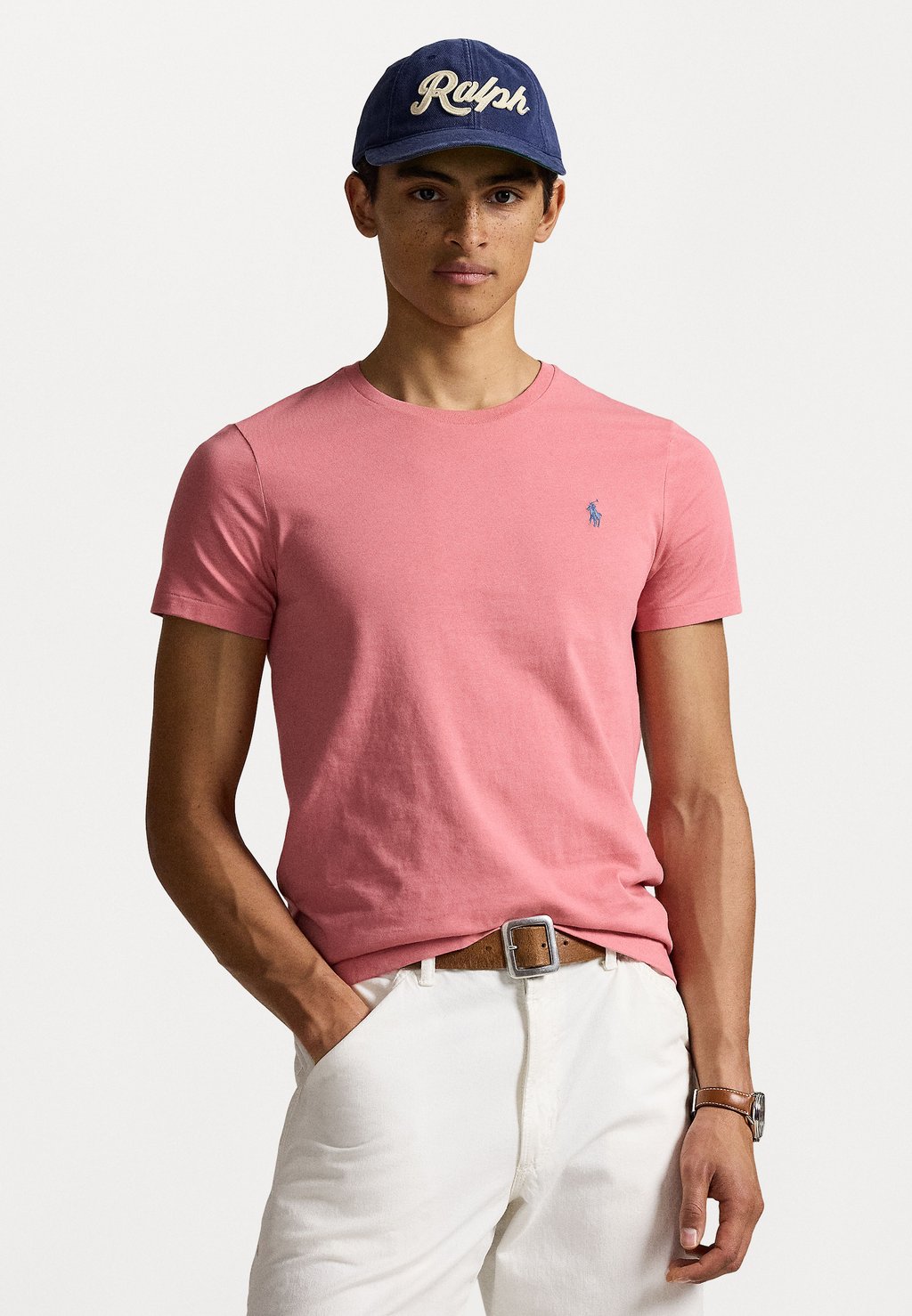 

Базовая футболка CUSTOM SLIM FIT JERSEY CREWNECK T-SHIRT Polo Ralph Lauren, темно-синий
