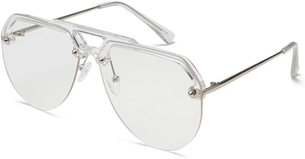 

Солнцезащитные очки для мужчин и женщин - защита от УФ-излучения UV400 - без оправы, увеличенного размера, зелено-серые, для занятий спортом на открытом воздухе и вождения DSVIGF, Clear-clear