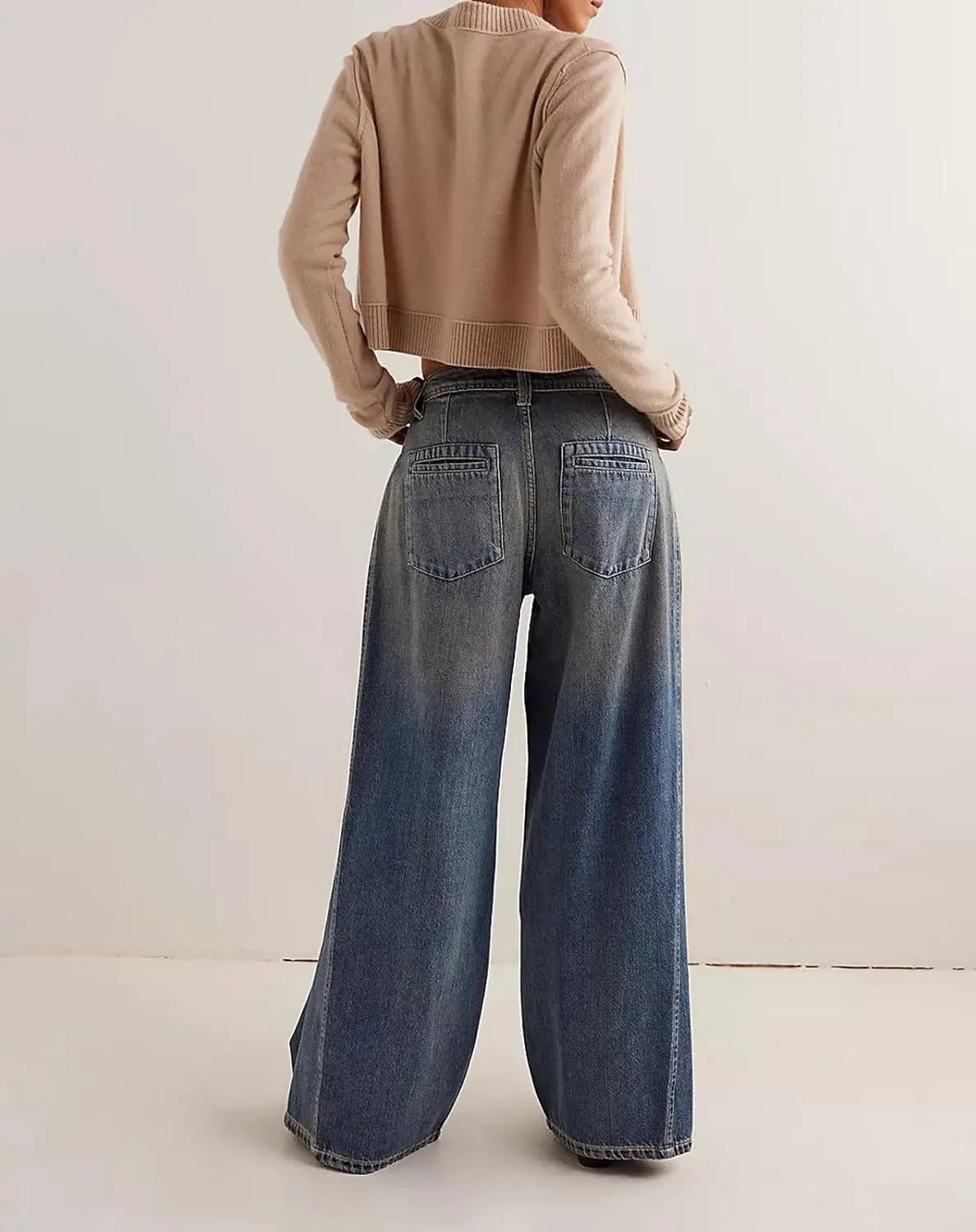 Женские джинсы Mid Rise Baggy Wide Leg Vintage Washed — фото 3