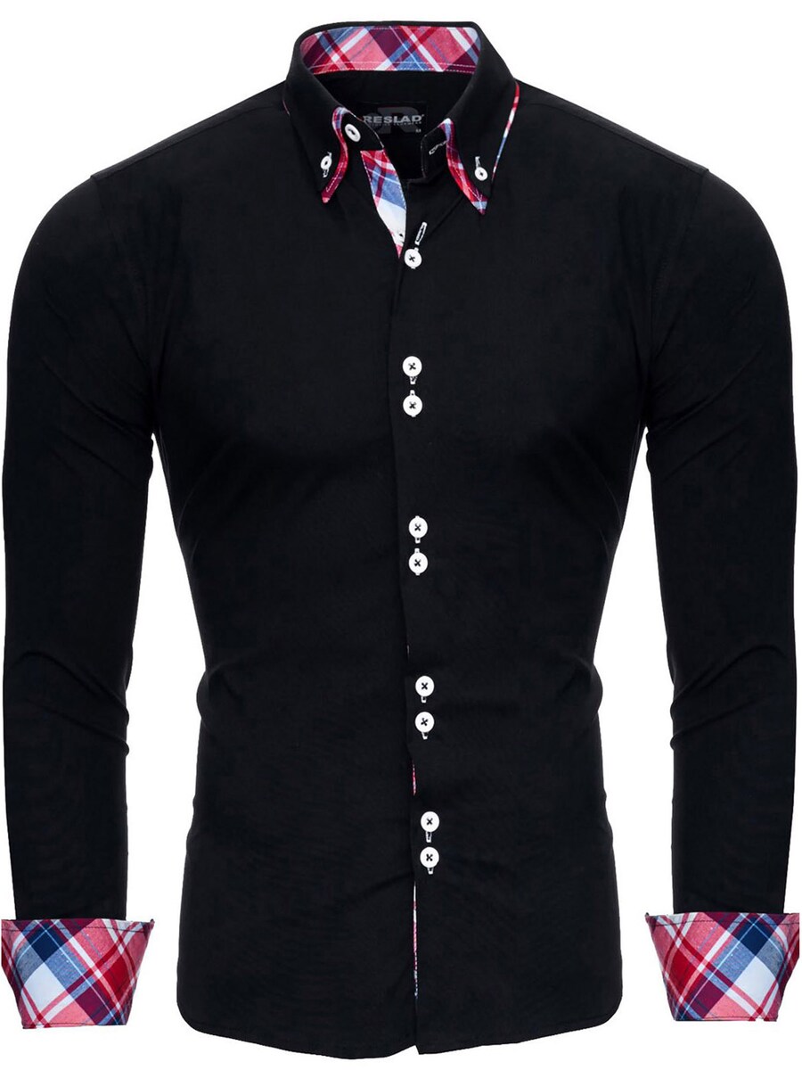 

Рубашка Slim Fit на пуговицах Reslad RS7015, черный