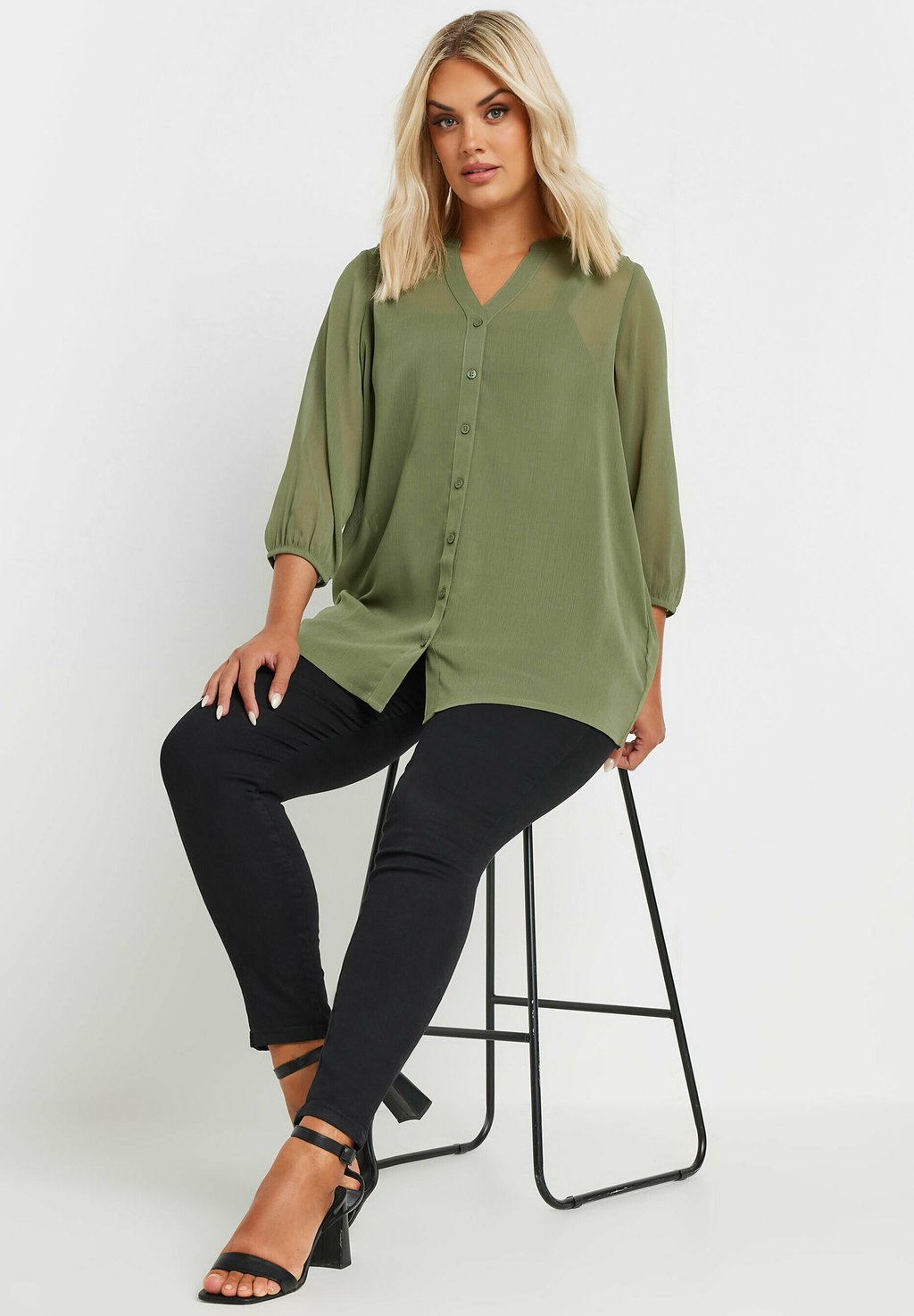 

Блуза SHEER NOTCH NECK Yours Clothing, зеленый