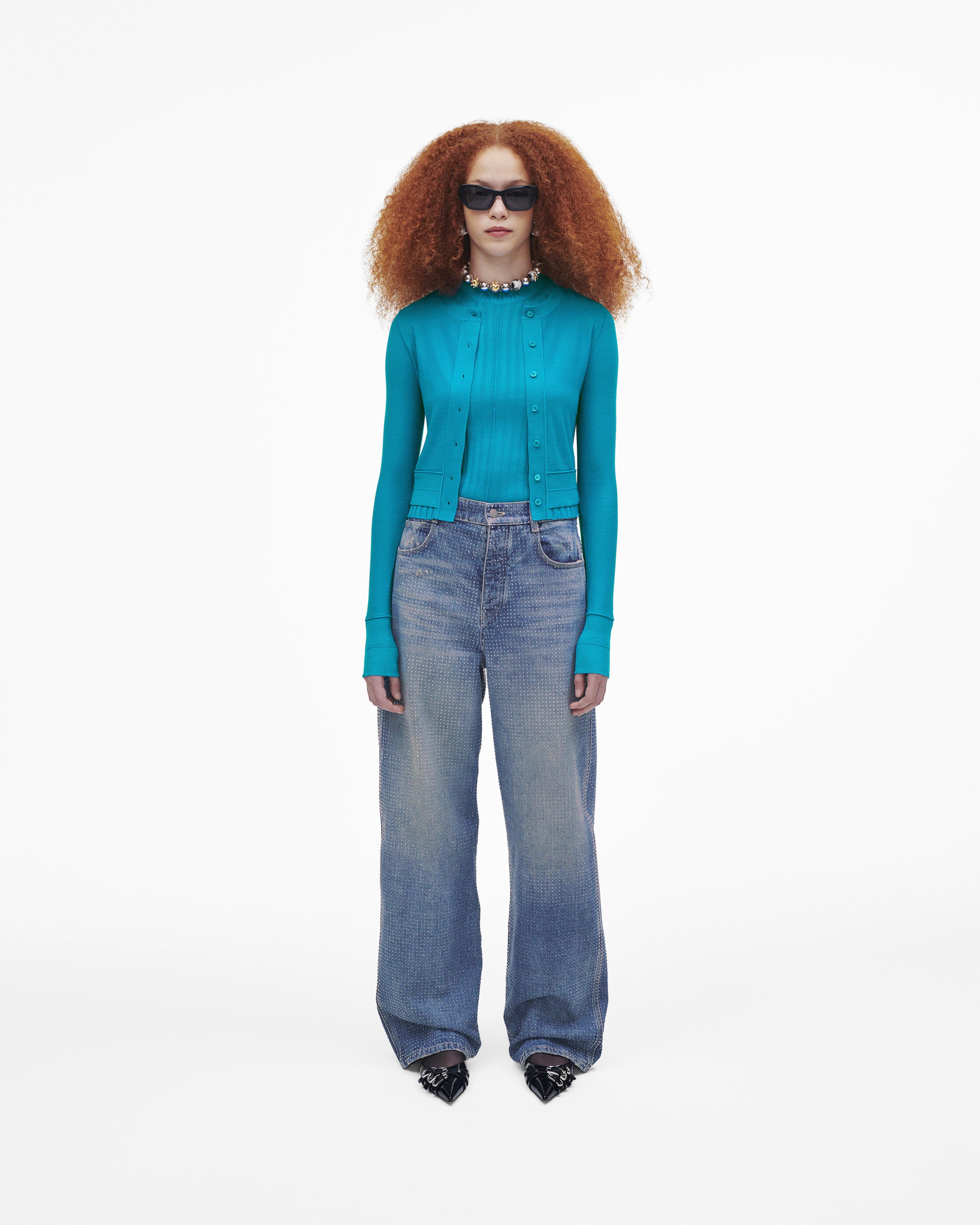 

Кардиган из мериносовой шерсти в мелкий рубчик Marc Jacobs, цвет Aqua