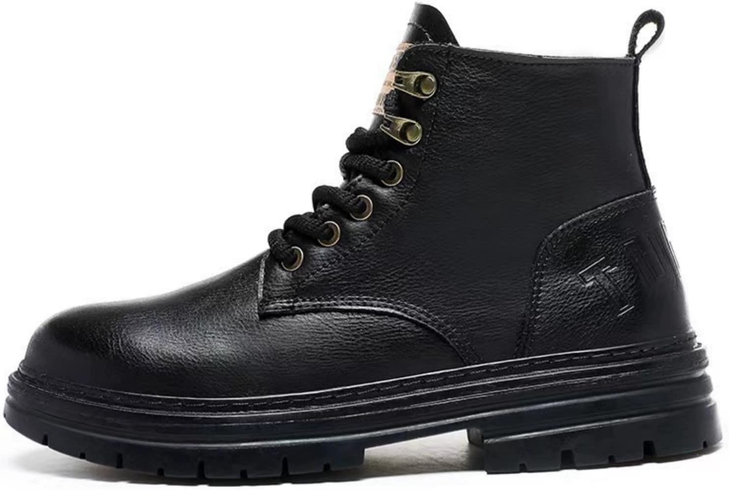 

Мужские боевые ботинки на платформе Purubylley, модные с боковой молнией, широкий носок, шнуровка, массивная подошва с протектором, высокие мотоботинки, удобные, водонепроницаемые, противоскользящие, повседневные ботильоны, черный