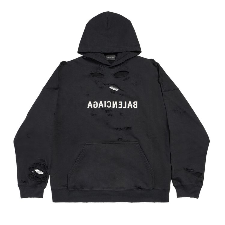

Худи Balenciaga Wide Fit Hoodie Faded Black/White, черный