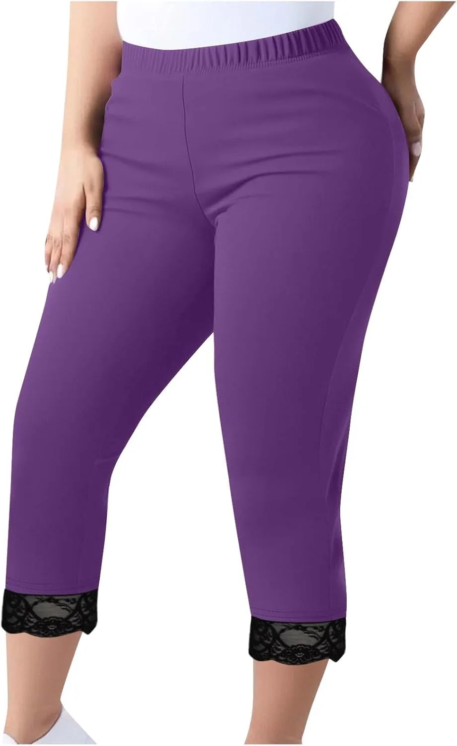 

Женские брюки Plus Size с прямыми штанинами и кружевной отделкой