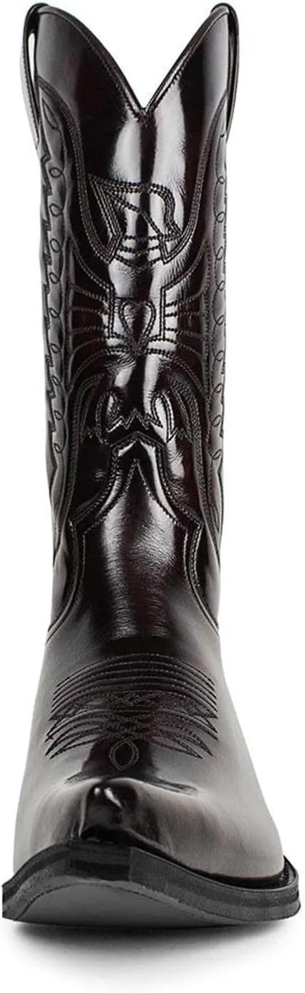 

Мужские западные сапоги с заостренным носком, массивным каблуком, обувь для улицы, водонепроницаемые сапоги средней высоты для мужчин KYOESCAI, коричневый