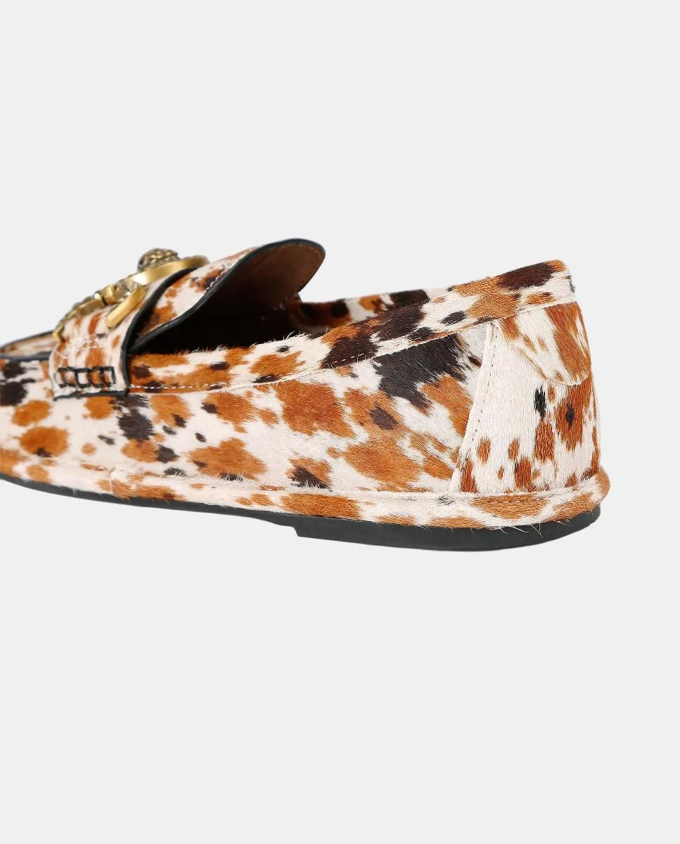Женские мягкие мокасины из кожи с принтом Kurt Geiger, светло-коричневый — фото 3