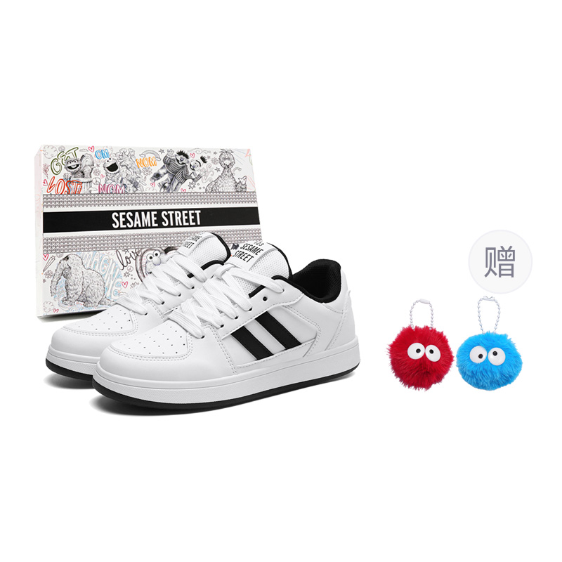 

SESAME STREET Теплые нескользящие амортизирующие низкие скейтерские кроссовки унисекс бело-черные (включает 1 случайный кулон), цвет White Black (Includes 1 Random Pendant)