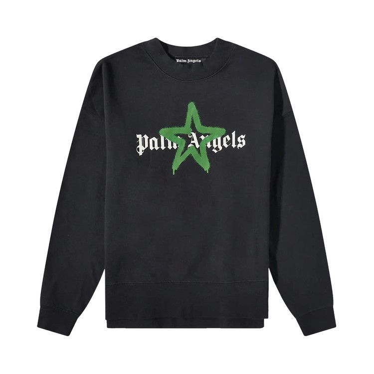

Толстовка Palm Angels Star Sprayed Logo Sweatshirt, Black/Green