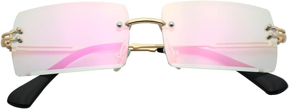 

Солнцезащитные очки LASPOR в стиле ретро, ​​без оправы, прямоугольной формы, для женщин и мужчин, с тонированными линзами, золотистая металлическая оправа, винтажные квадратные очки, Mirror Pink